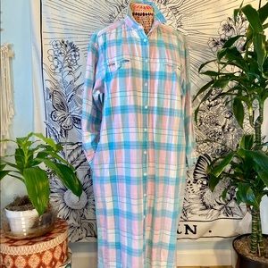 Vintage 1990s Matti Sport Plaid Shirt Dress Size 14